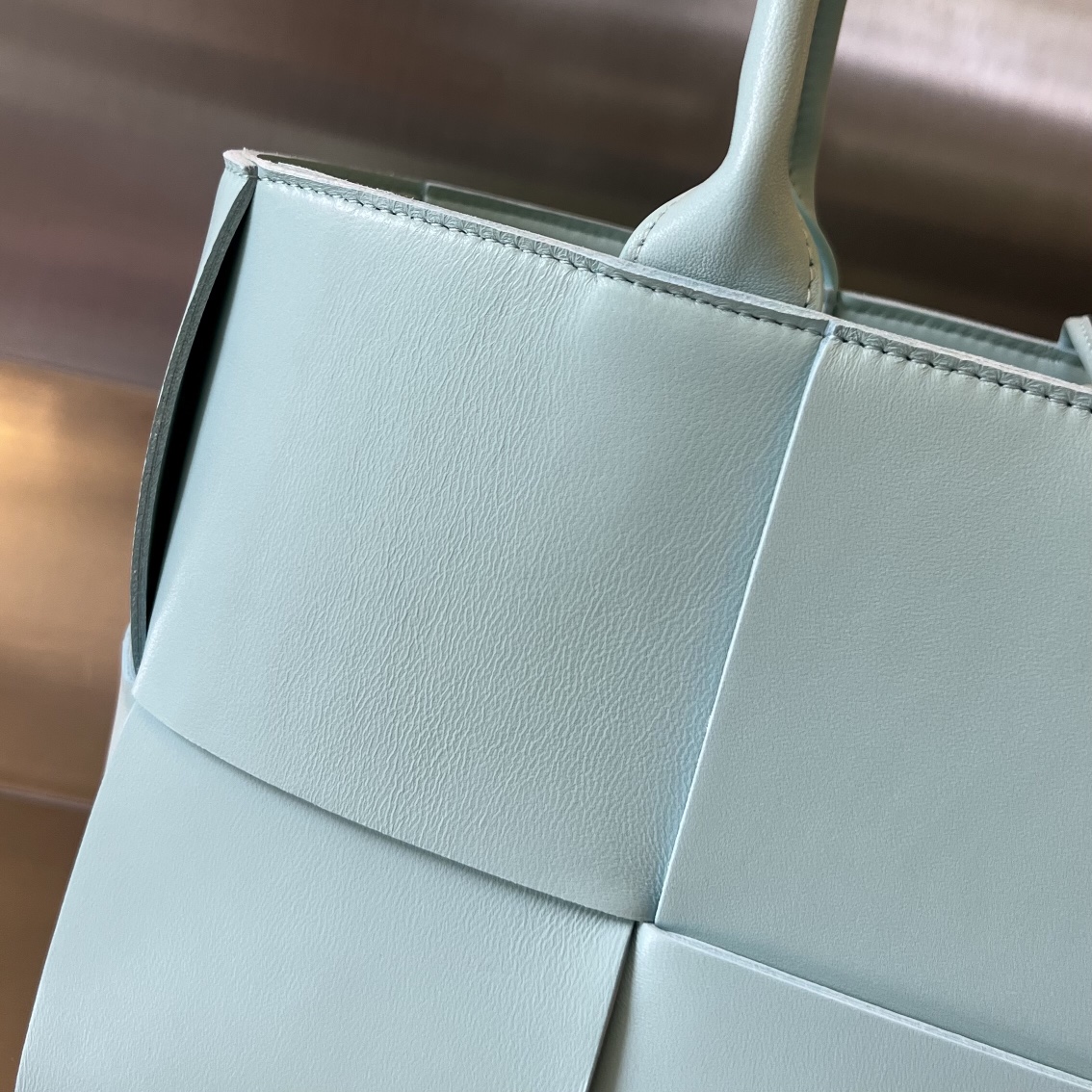 Small Arco Intreccio Leather Tote Bag Sky Blue